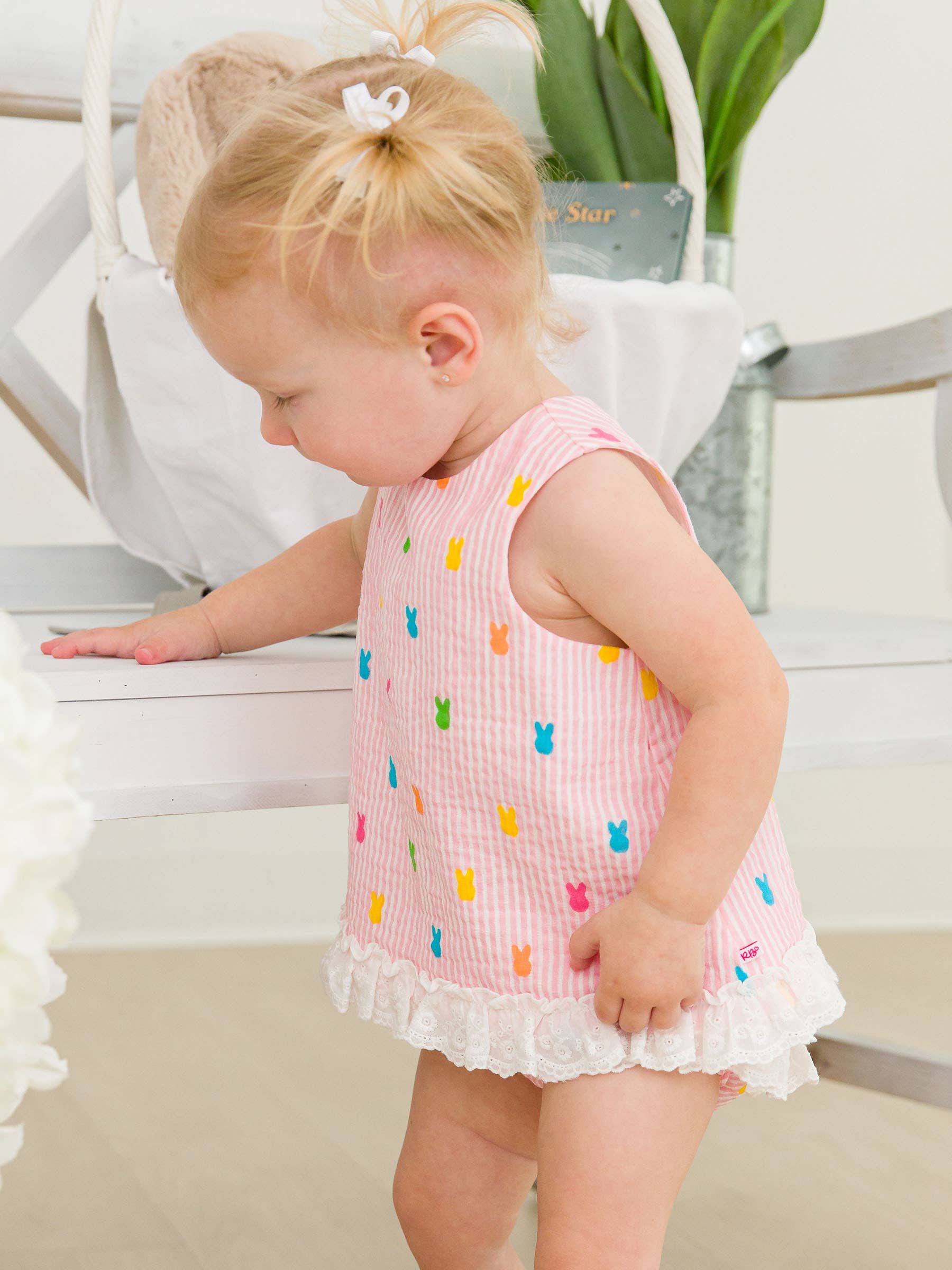 Bunny Stripe Cotton Gauze Swing Top and Bloomer Set