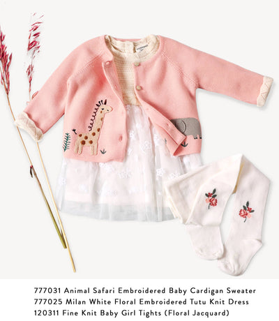 Animal Safari Embroidered Baby Cardigan Sweater (Organic)