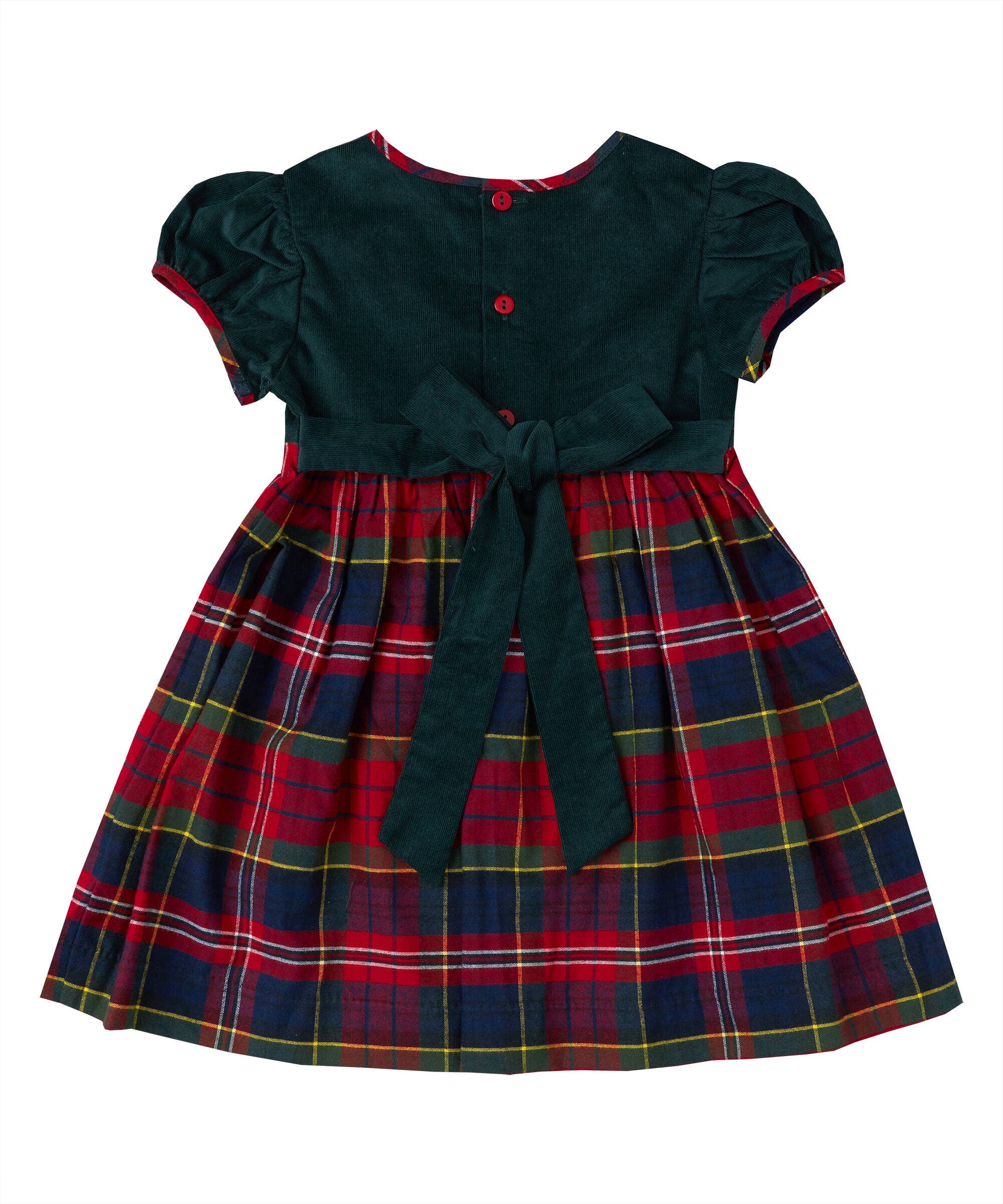 Red Plaid Bowtie Corduroy Dress
