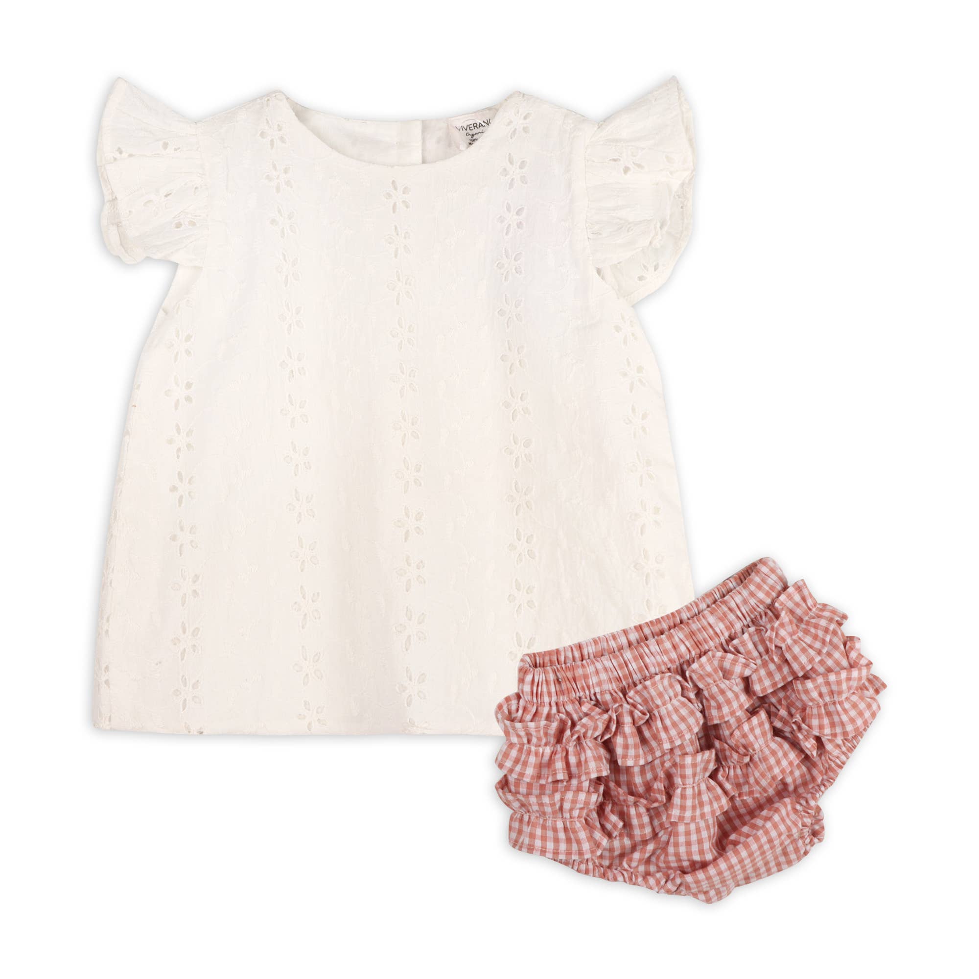 Organic Milly Eyelet & Bow Baby Top + Ruffled Bloomer