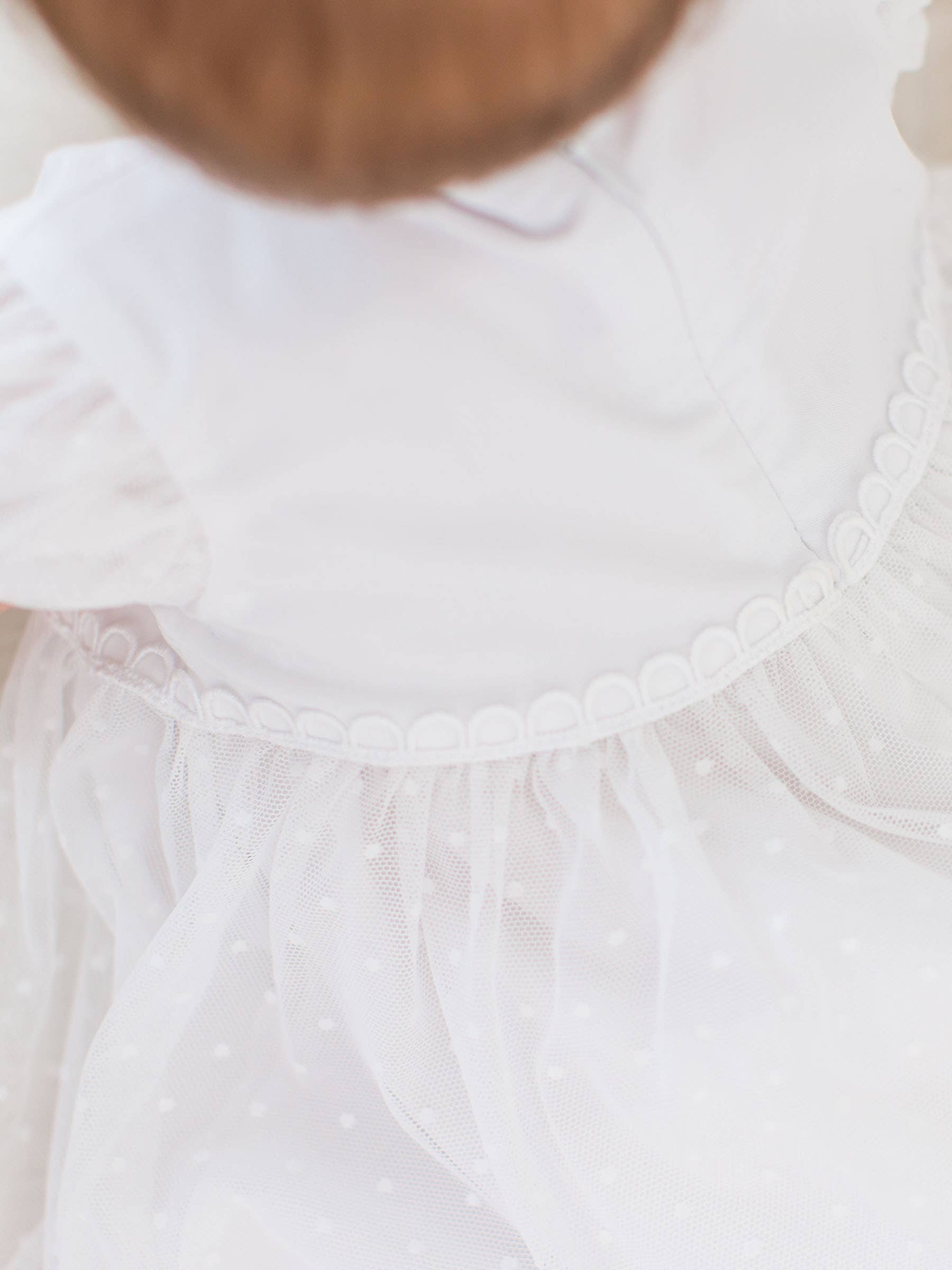 White Dotted Tulle Dress & RuffleButt Set