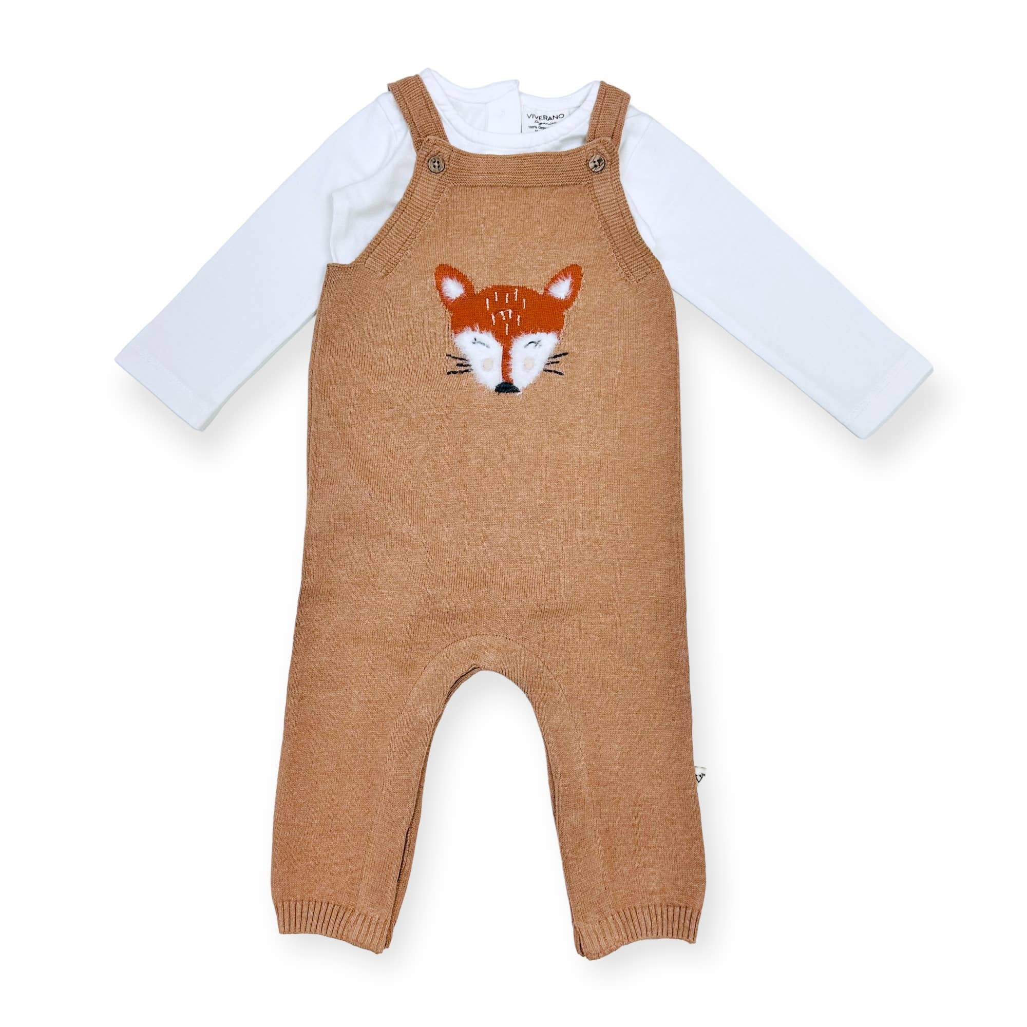 Organic Furry Fox Sweater Knit Baby Overall & Bodysuit Set