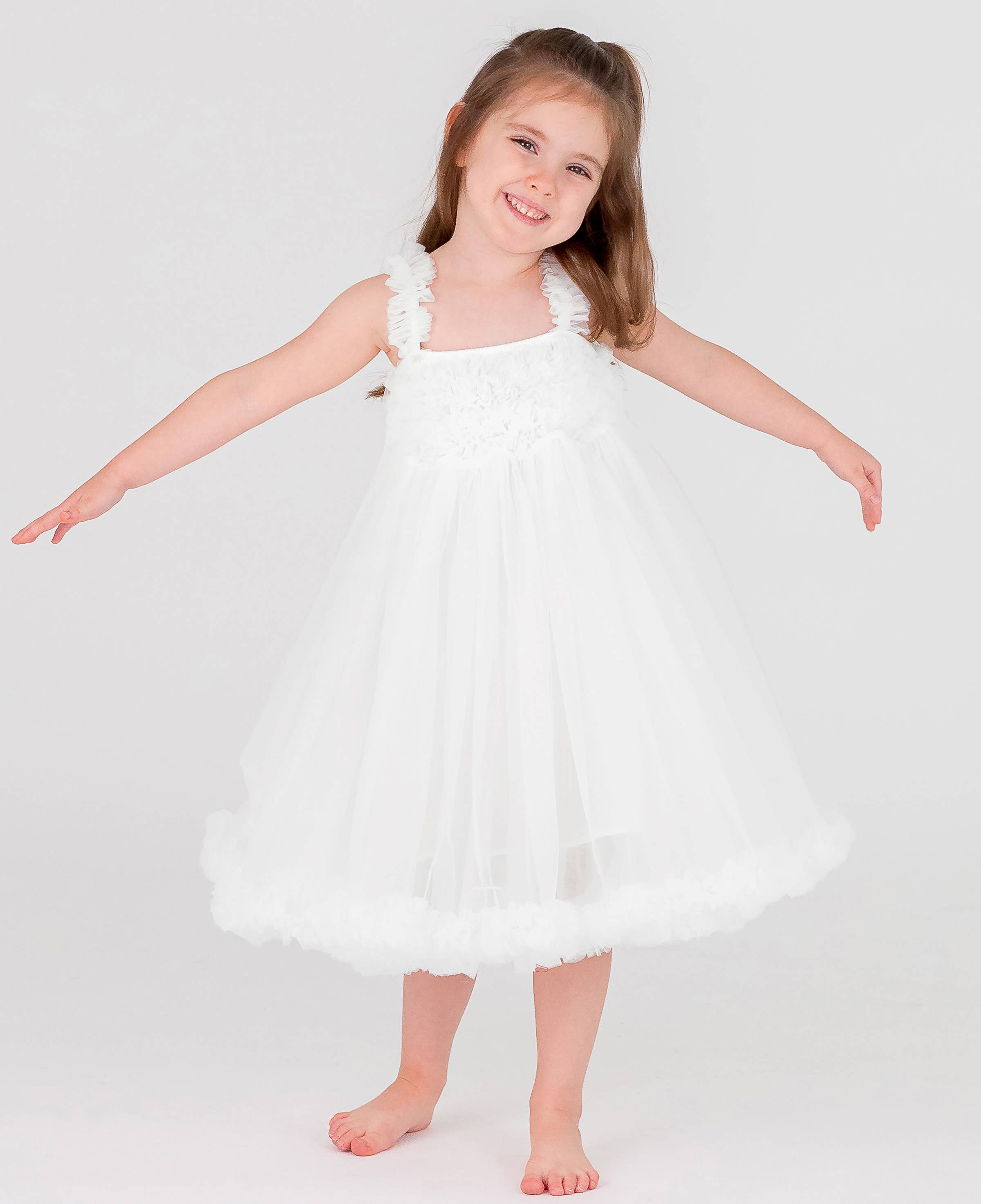 White Tulle Empire Waist Princess Petti Dress