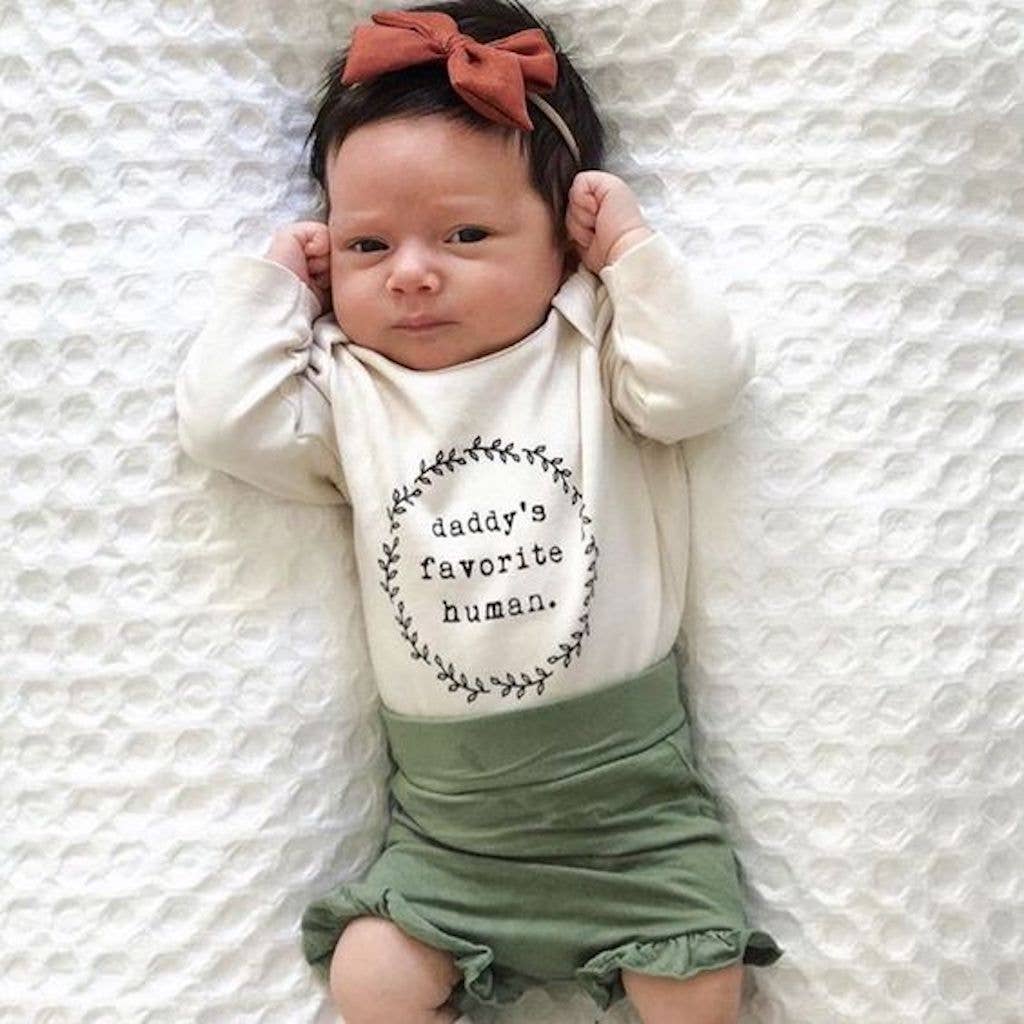 Daddys Favorite Human Organic Cotton Bodysuit | Long Sleeve