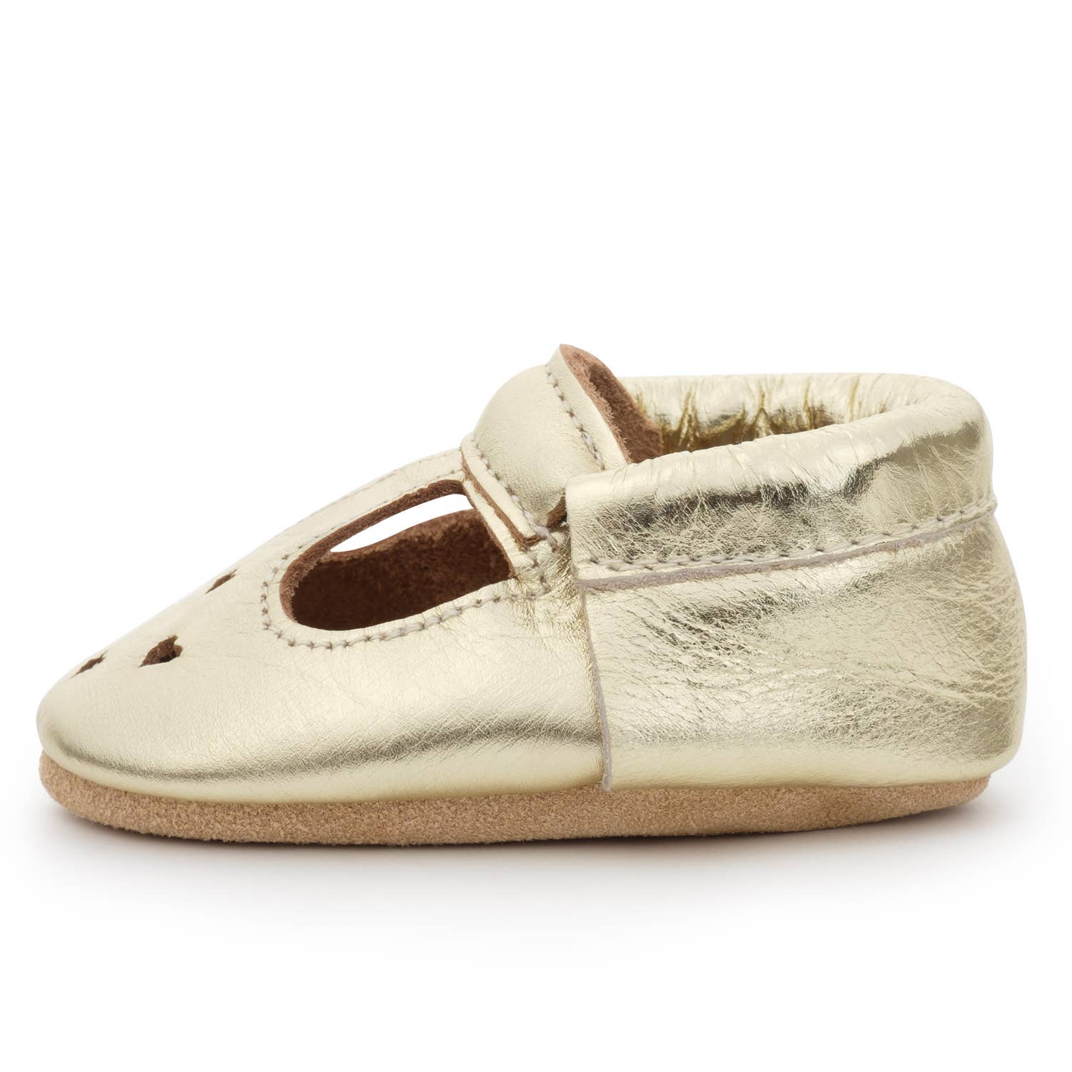 Mary Jane Baby Moccasins - Leather Baby Shoes (Gold)