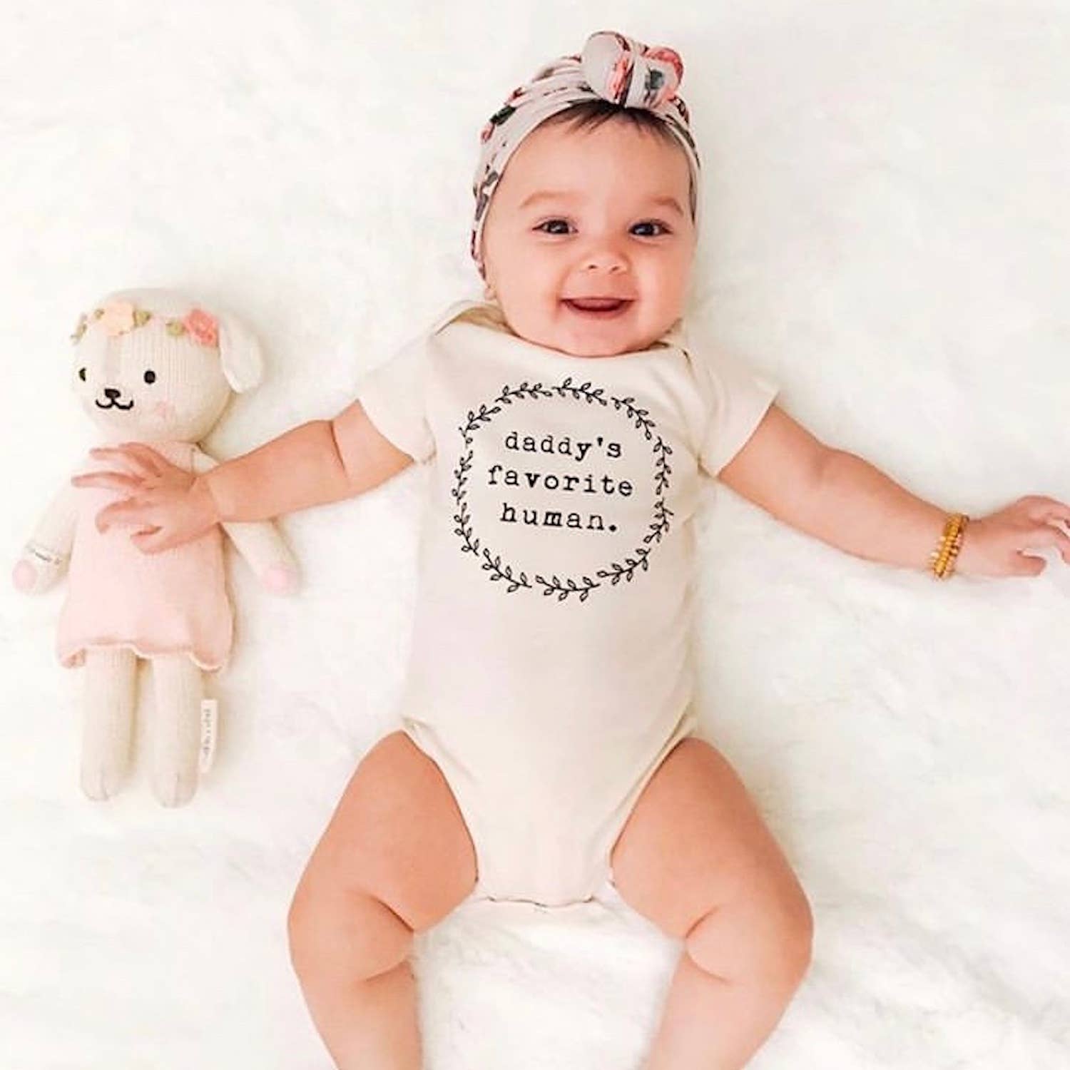 Daddys Favorite Human Organic Cotton Bodysuit | Short Sleeve