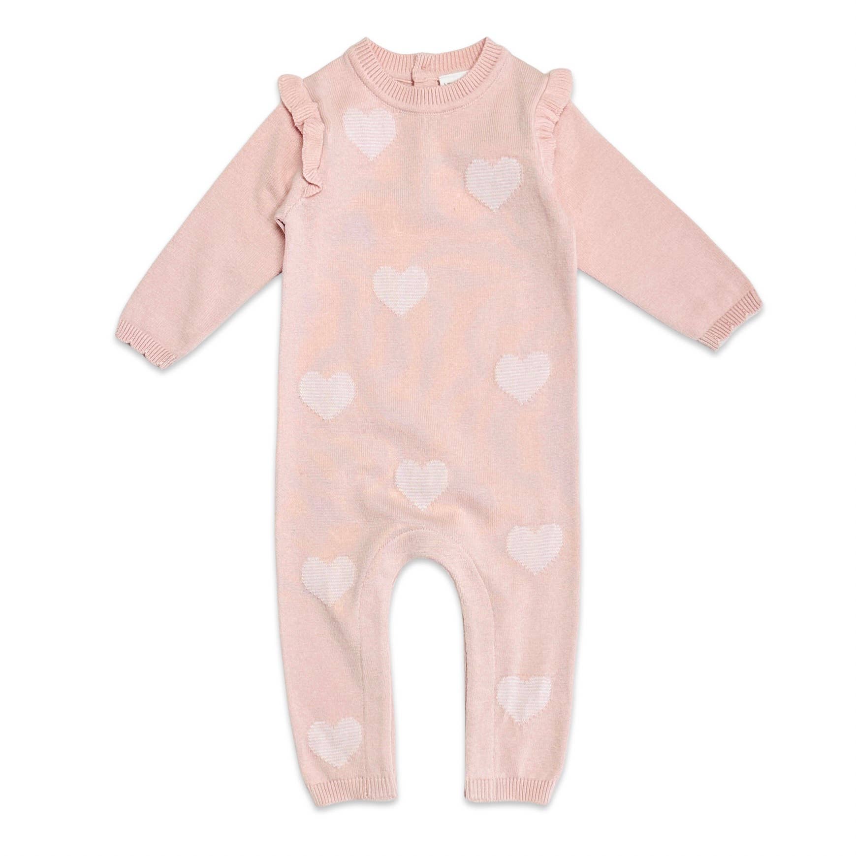 Organic Hearts Jacquard Knit Baby Jumpsuit