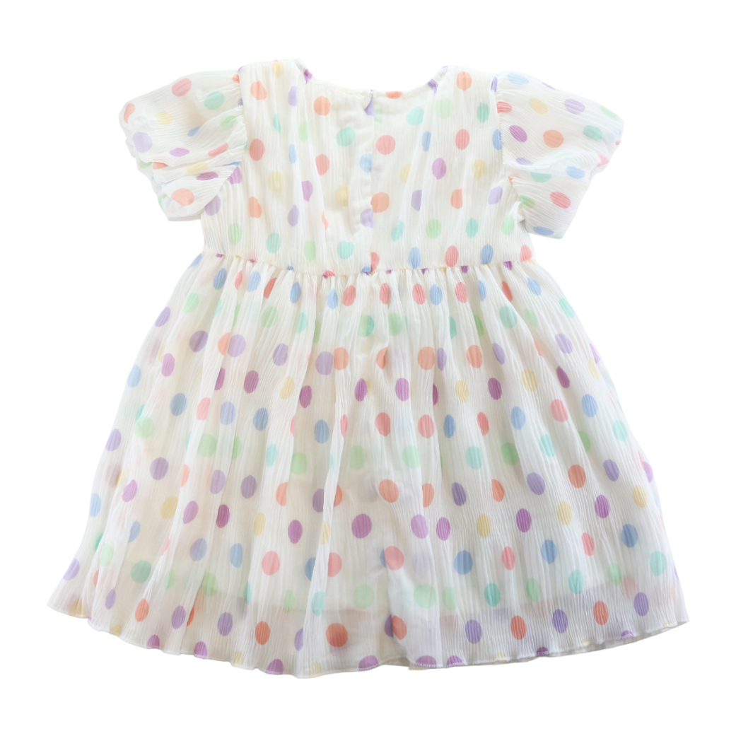 Dot Chiffon Pleat Dress