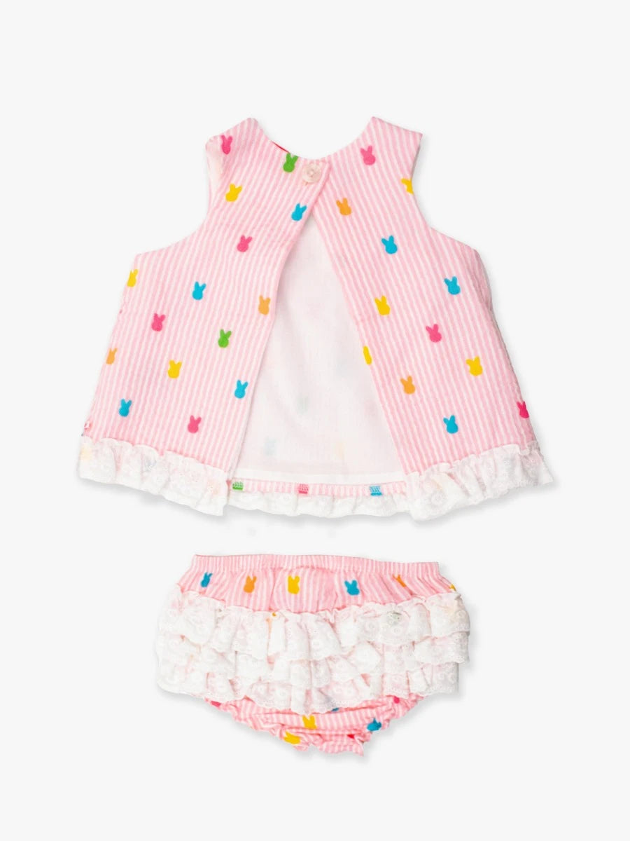 Bunny Stripe Cotton Gauze Swing Top and Bloomer Set