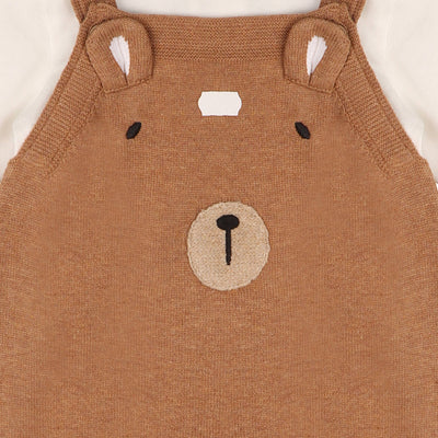 Organic Bear Sweater Knit Baby Overall & Bodysuit Set