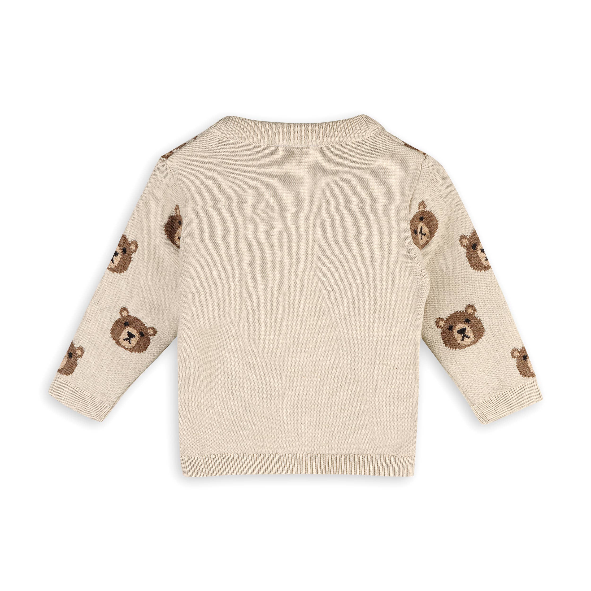 Organic Brown Bear Jacquard Baby Cardigan Sweater