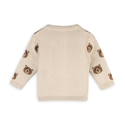 Organic Brown Bear Jacquard Baby Cardigan Sweater