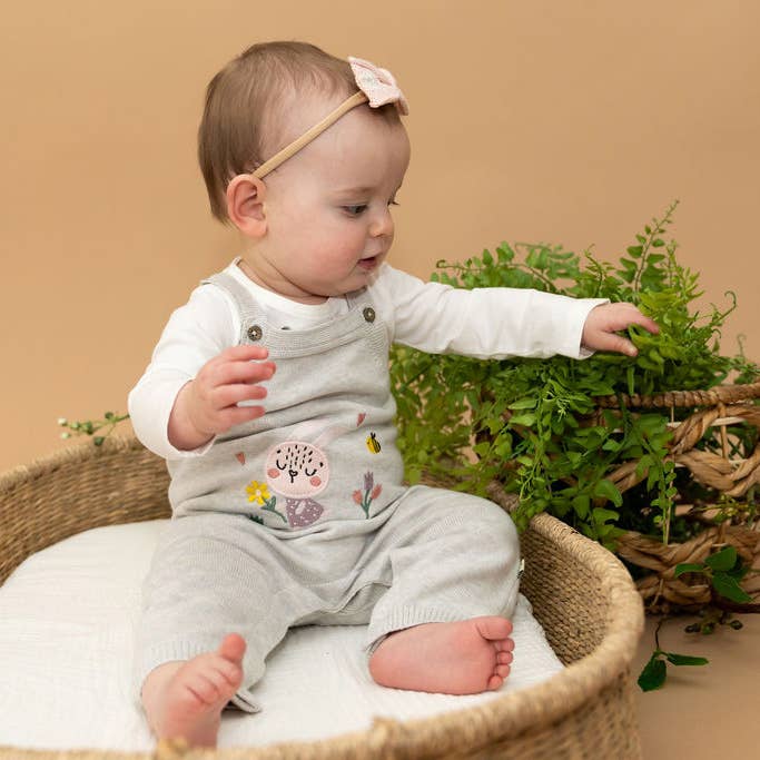 Bunny Embroidered Sweater Knit Baby Overall SET (Organic)