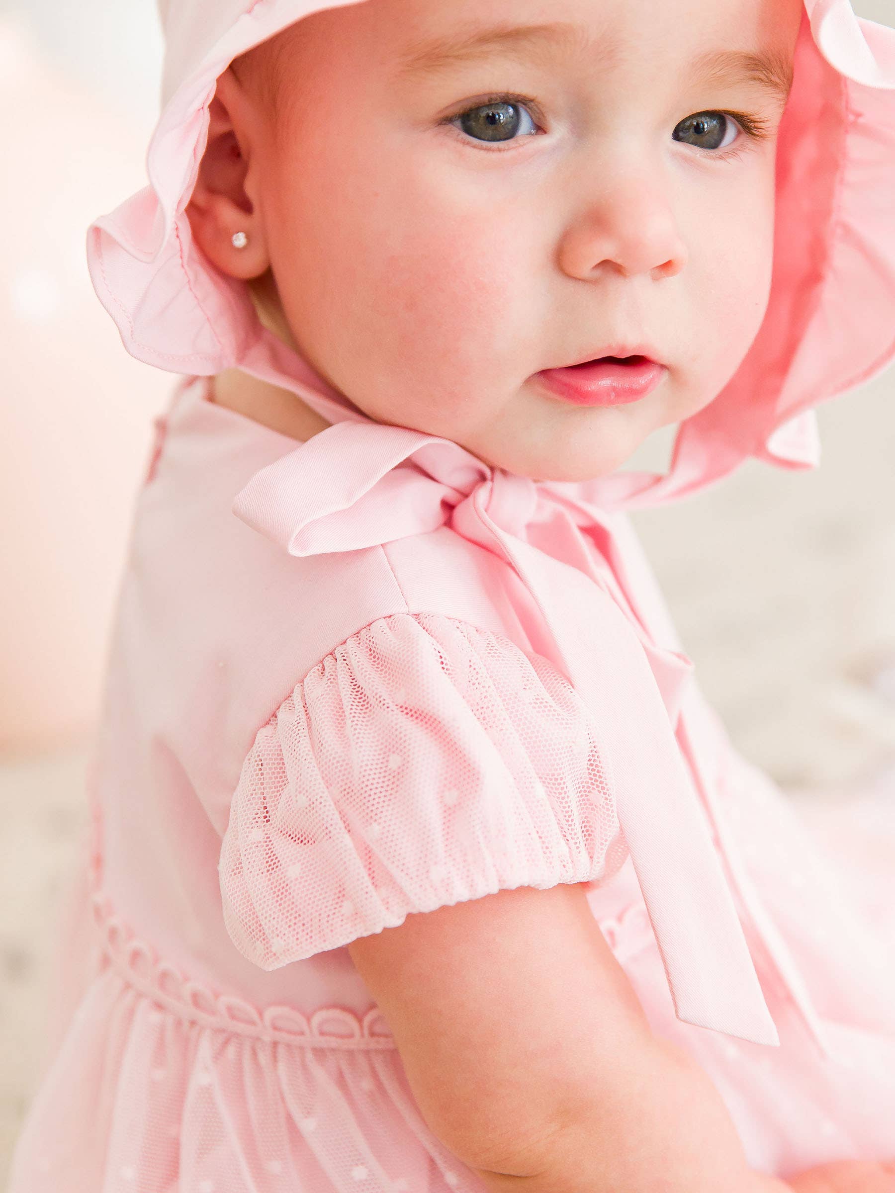 Pink Dotted Tulle Dress & RuffleButt Set