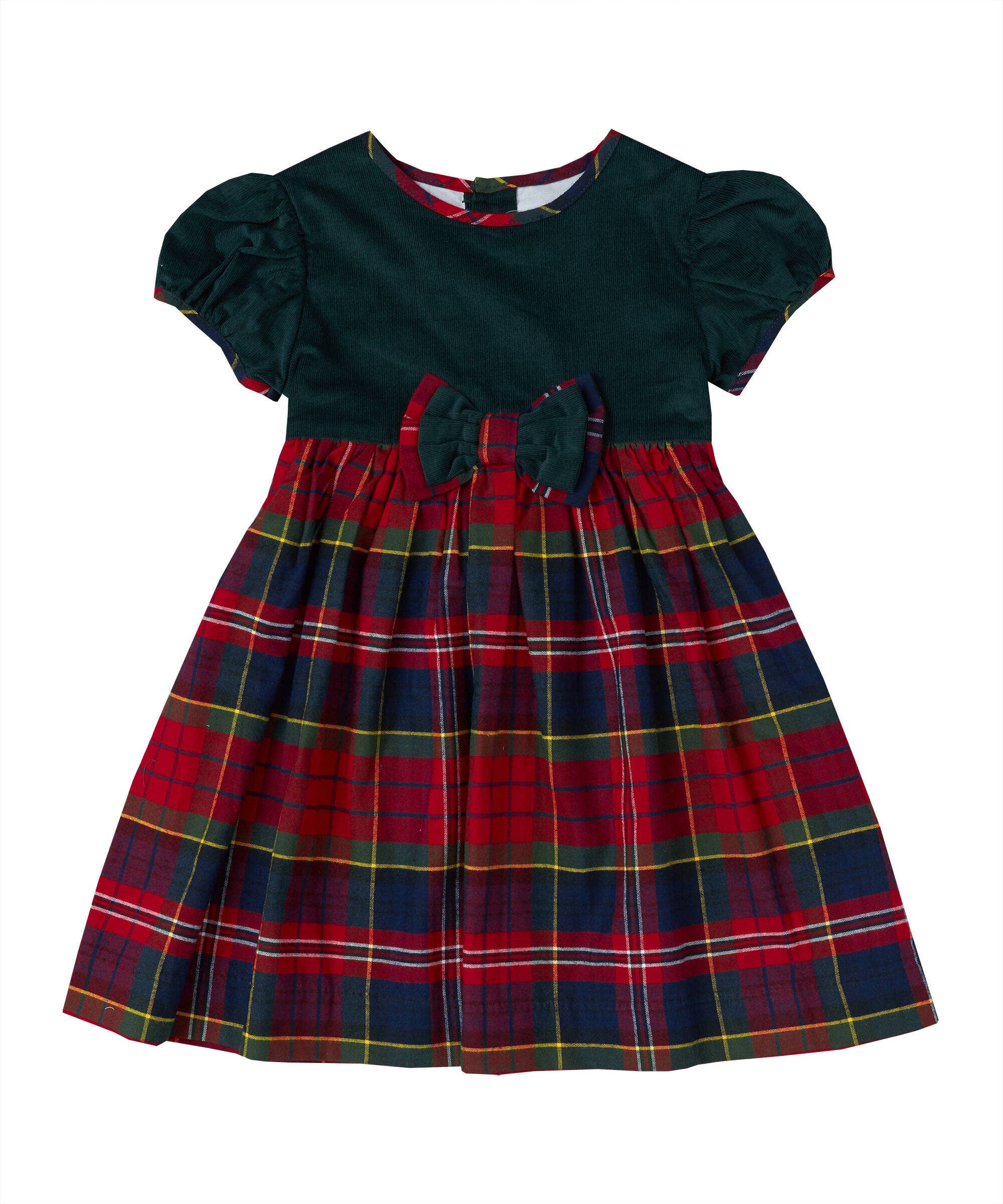 Red Plaid Bowtie Corduroy Dress