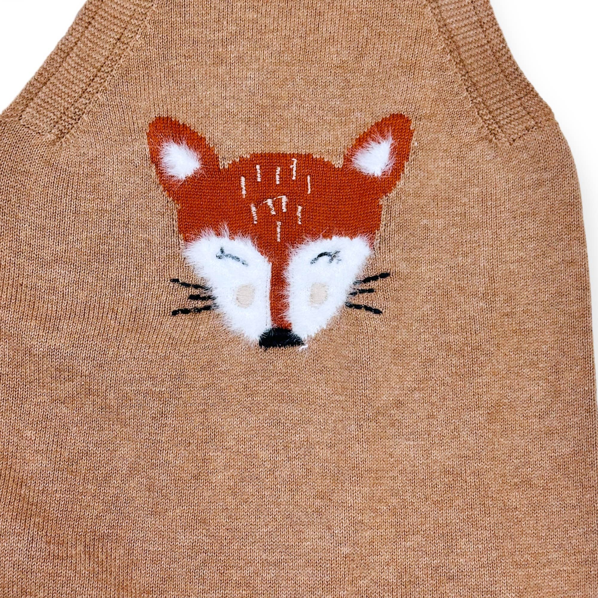 Organic Furry Fox Sweater Knit Baby Overall & Bodysuit Set