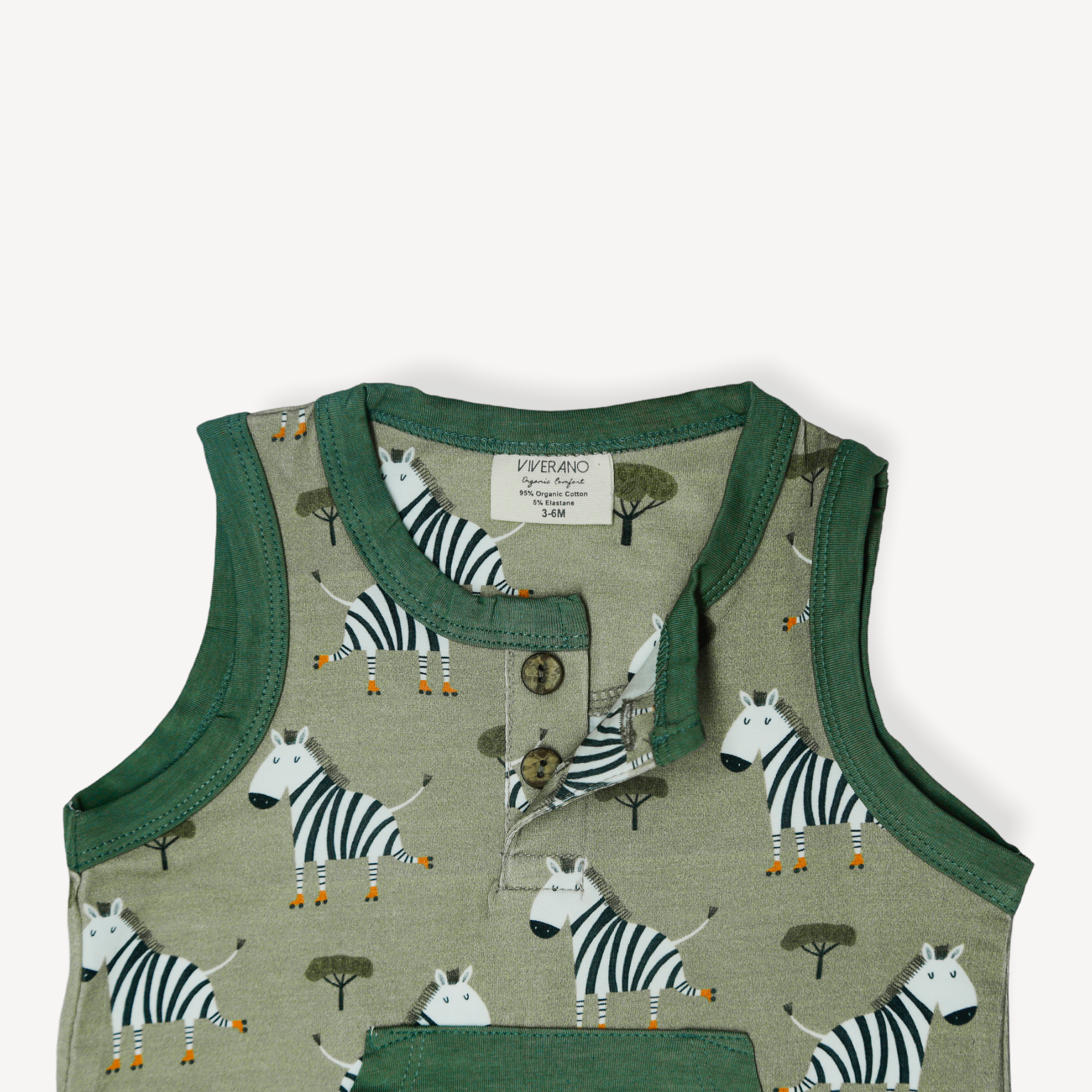 Organic Skater Zebra Sleeveless Kangaroo Baby Jumpsuit