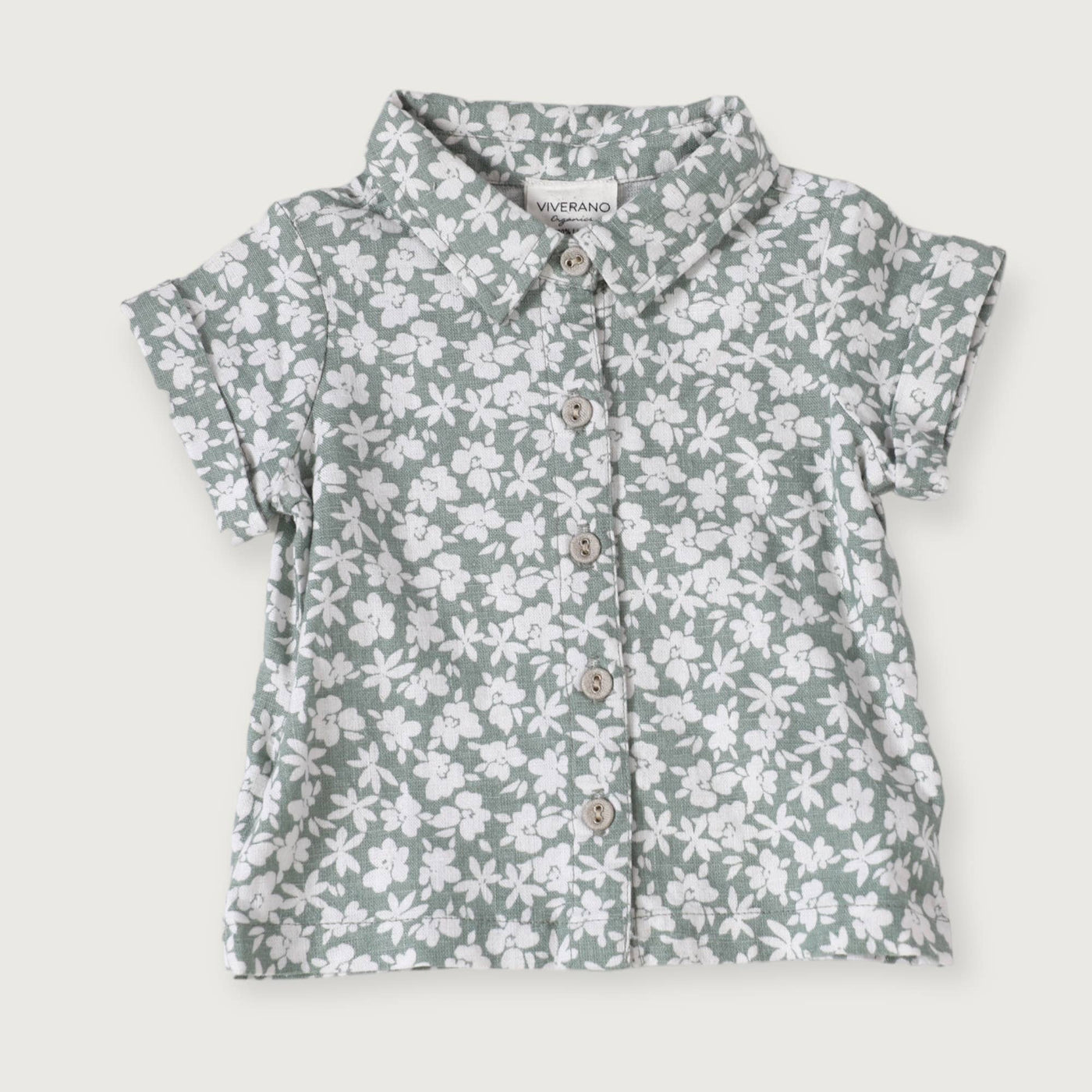 Gabriel Baby Floral Linen Shirt & Shorts SET (Natural Linen)