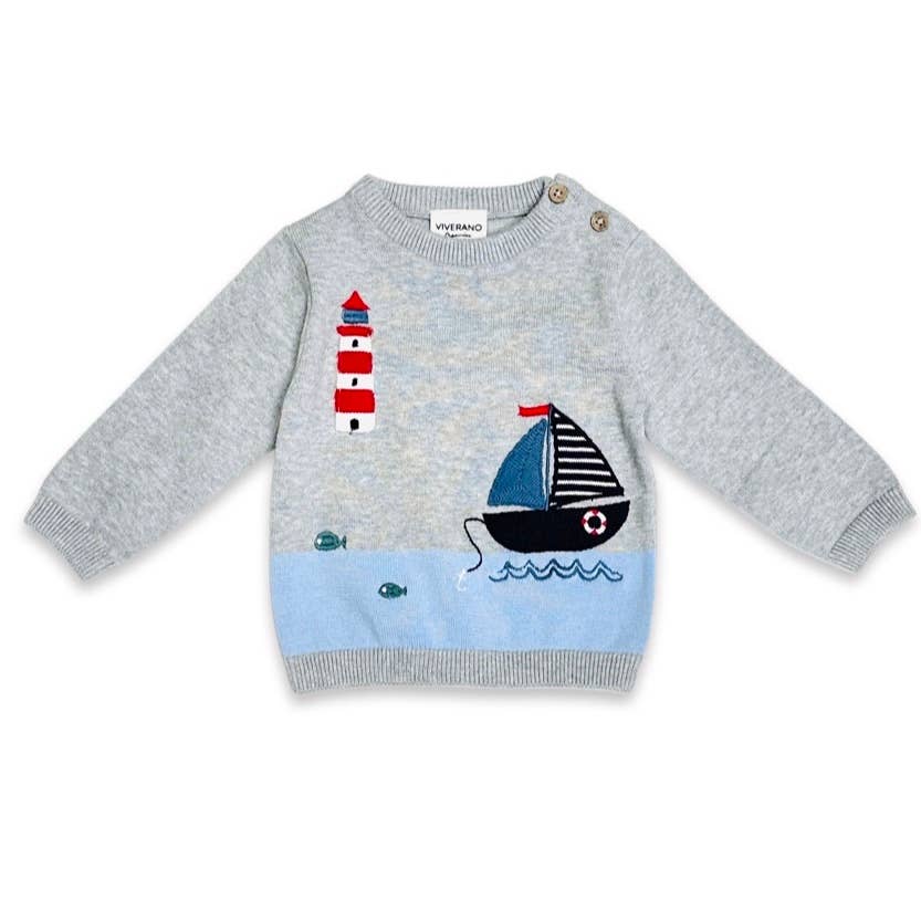 Lighthouse & Boat Baby Knit Pullover & Pants Set (Organic)