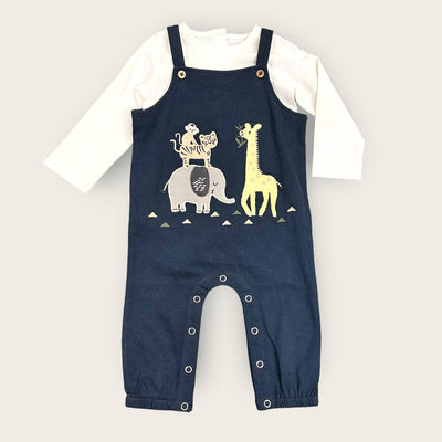 ORGANIC Safari Embroidered & Applique Overall Bodysuit Set