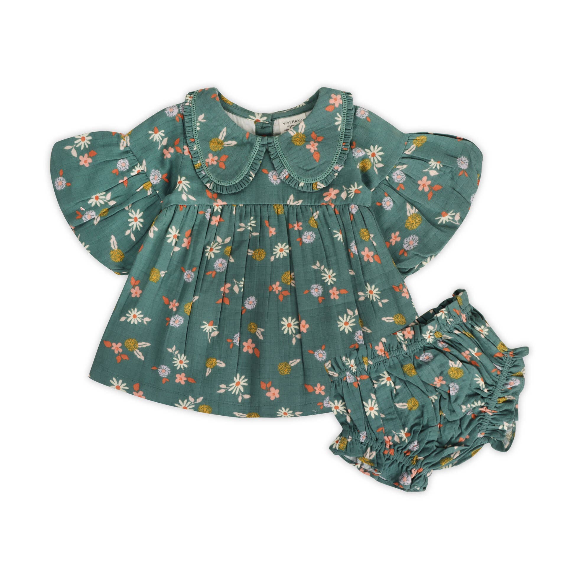 Tahiti Floral Baby Dress & Bloomer Set (Organic Muslin)