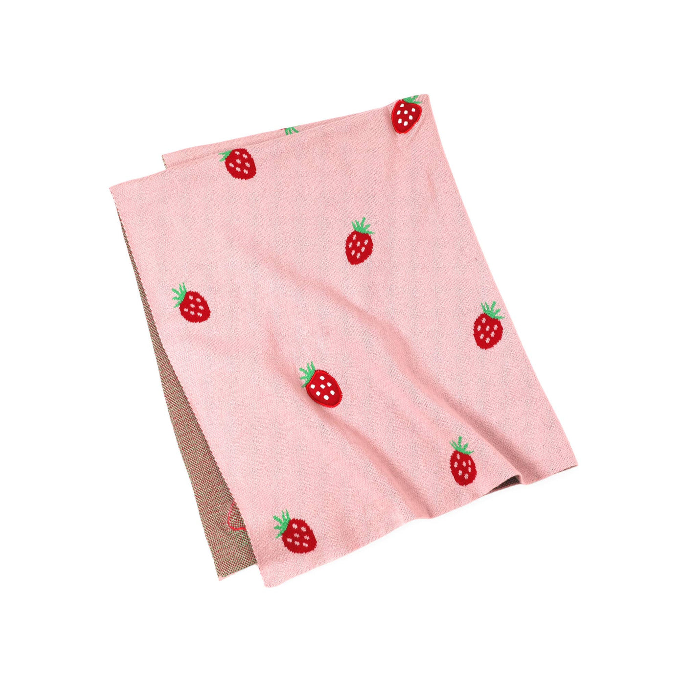 Organic Cotton 3D Strawberry Jacquard Baby Blanket