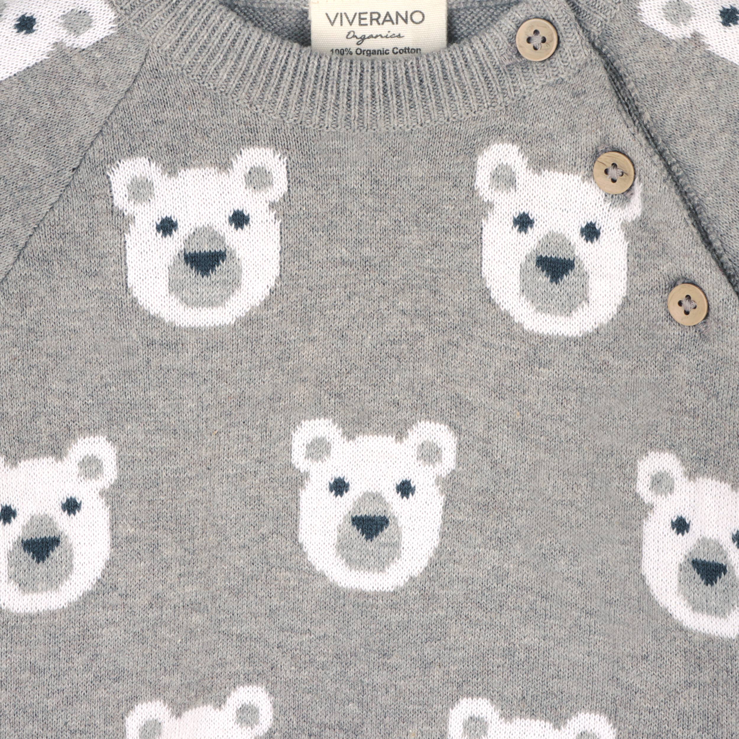 Organic Bear Jacquard Knit Pullover Sweater