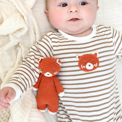 Crochet Rusty Panda Baby Romper