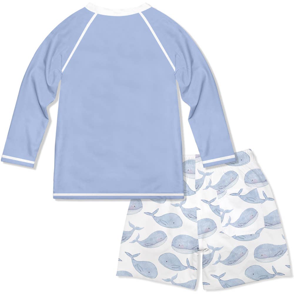 Periwinkle Whales Long-Sleeve Rashguard Set