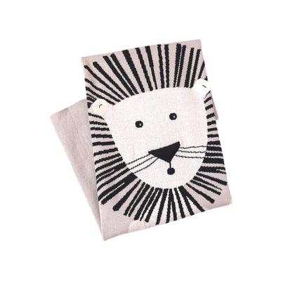 Lion - Organic Cotton 3D Jacquard Sweater Knit Baby Blanket