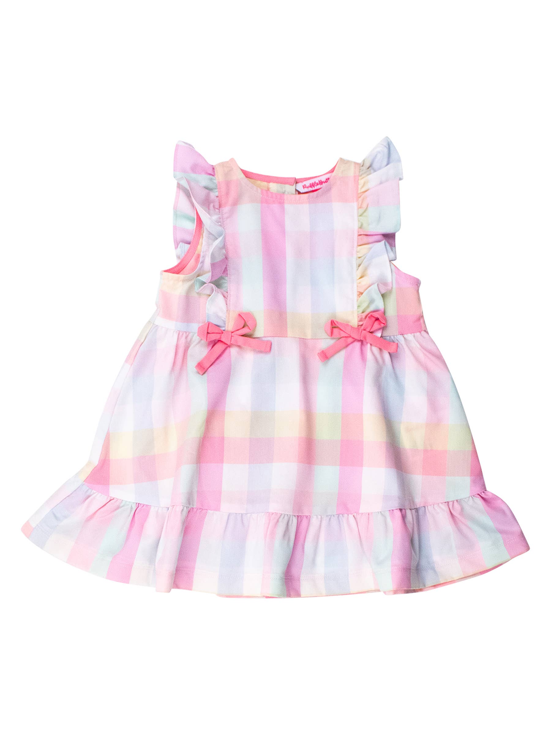 Girls Picnic Plaid Pinafore Bow Dress