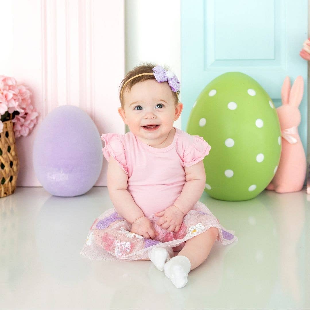 Bunny Bow Easter Sequin Tutu Bodysuit