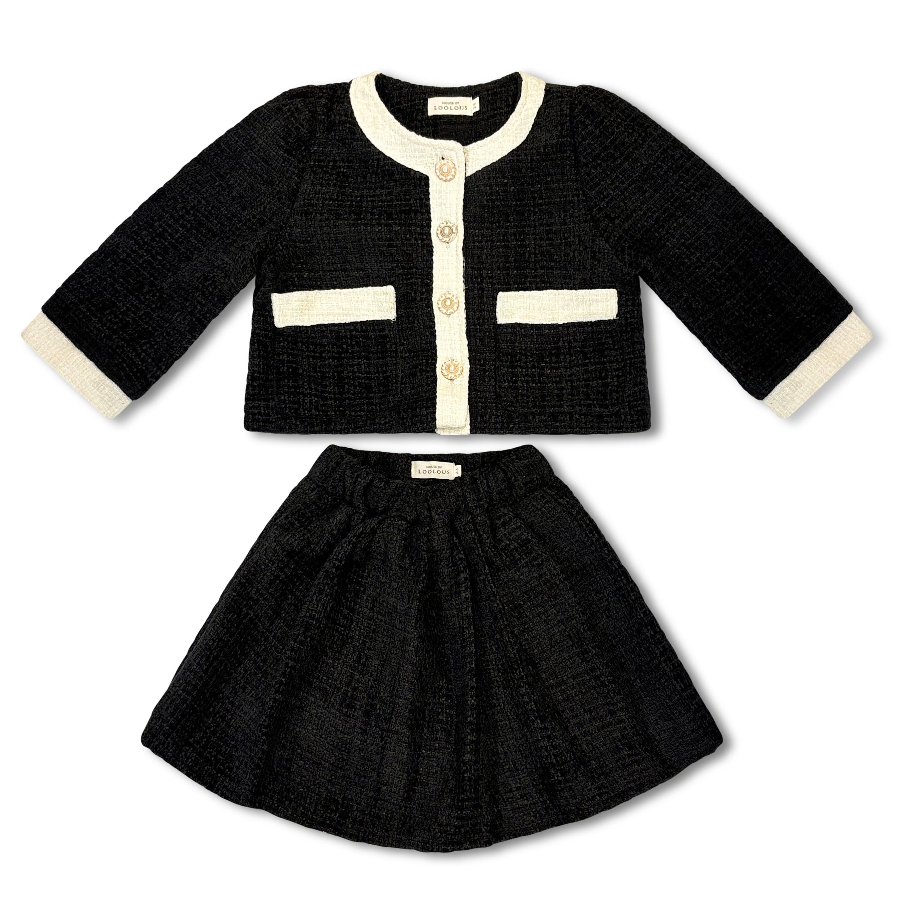 Black Jacket Skirt Set