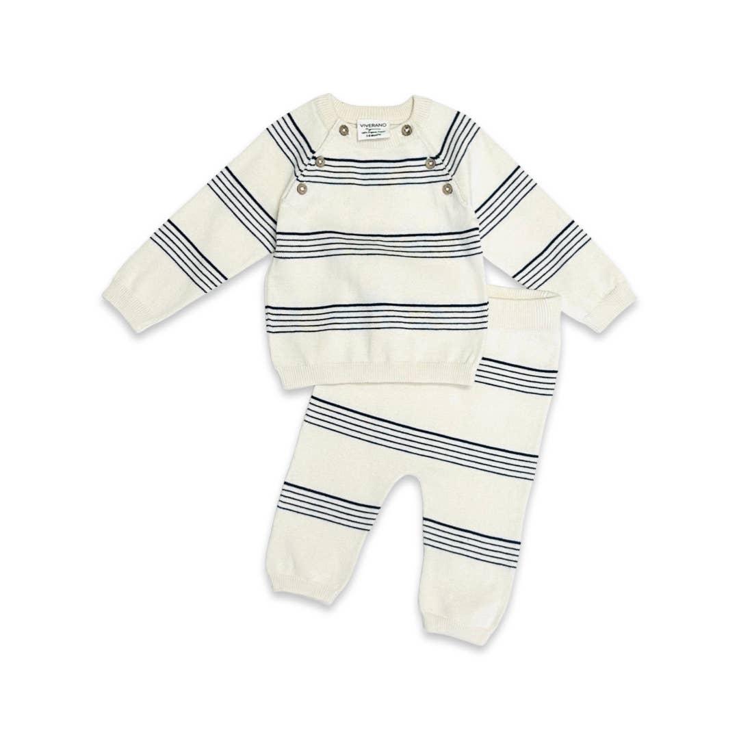 Organic Stripe Sweater Knit Baby Pullover & Pants Set