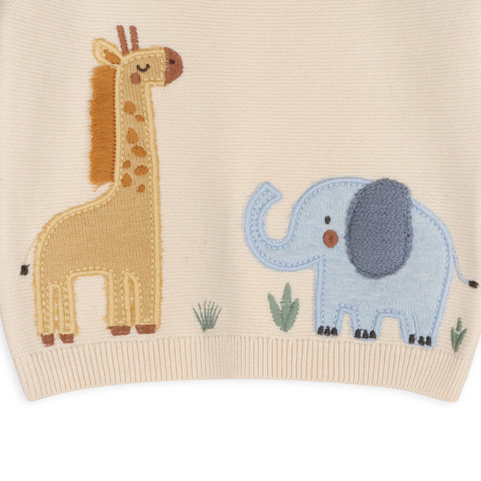 Safari Applique Sweater Knit Baby Pullover Organic