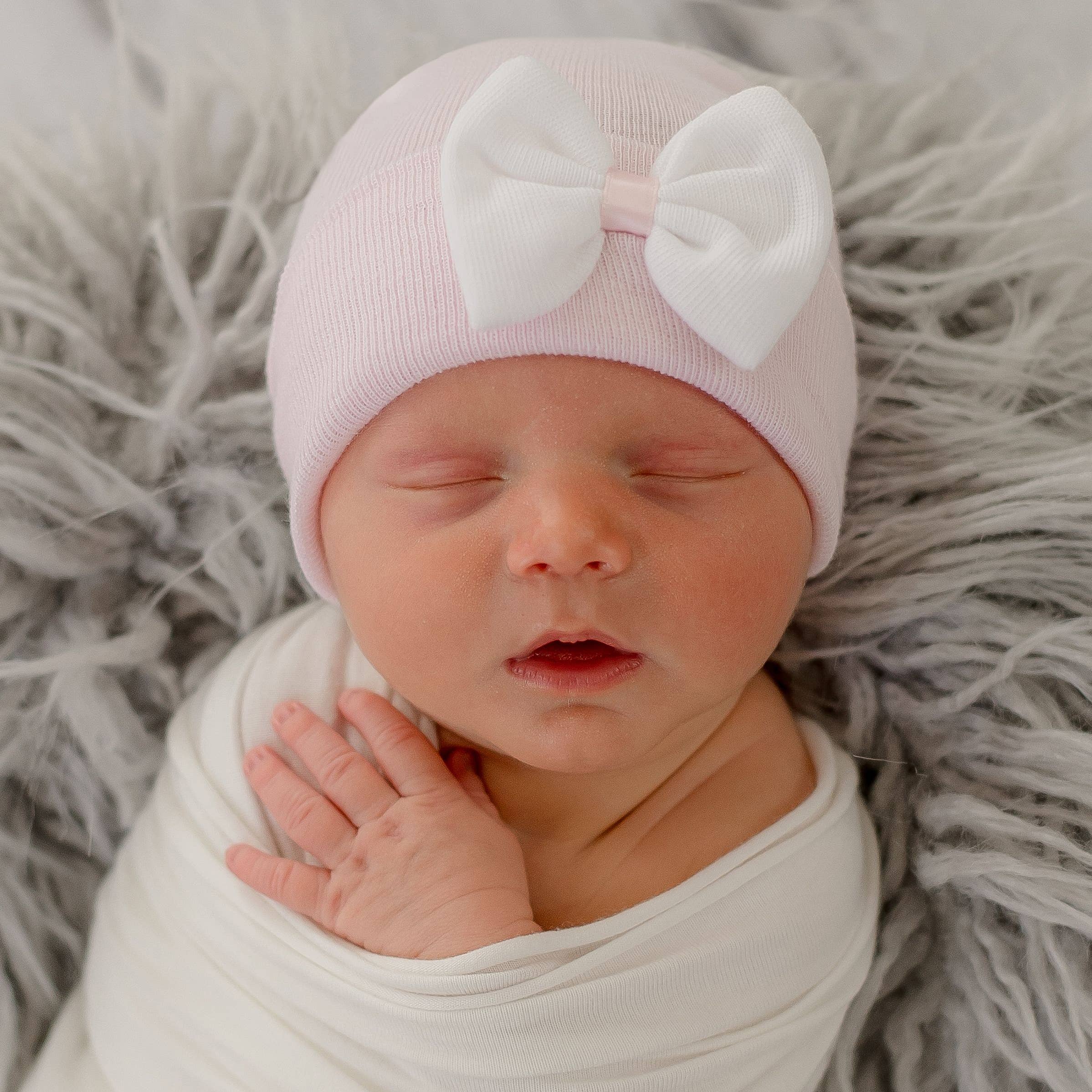 Hat w/ Mini Bow Newborn Girl Hospital Hat