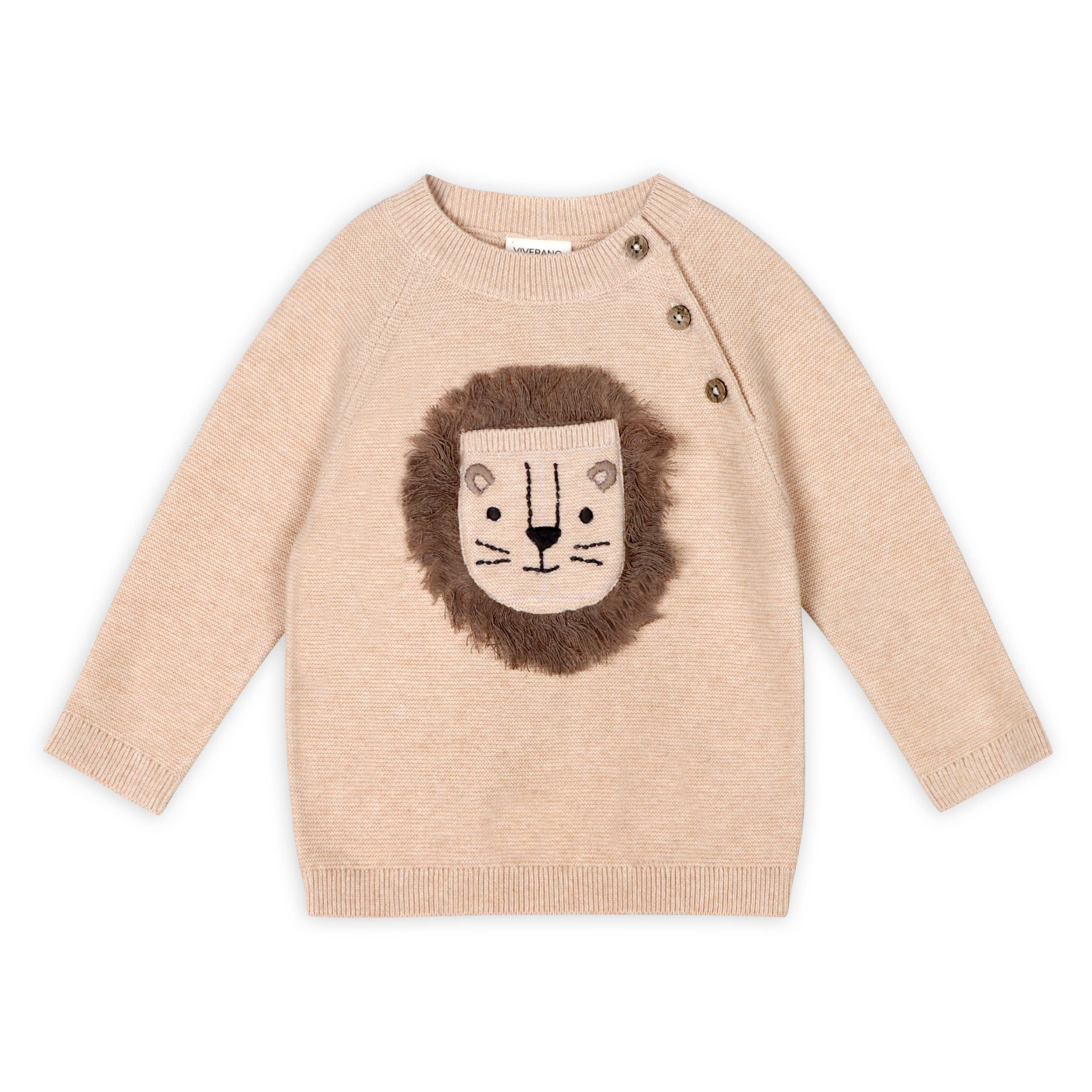 Lion Appliqué Sweater Knit Baby Pullover & Pant SET -Organic