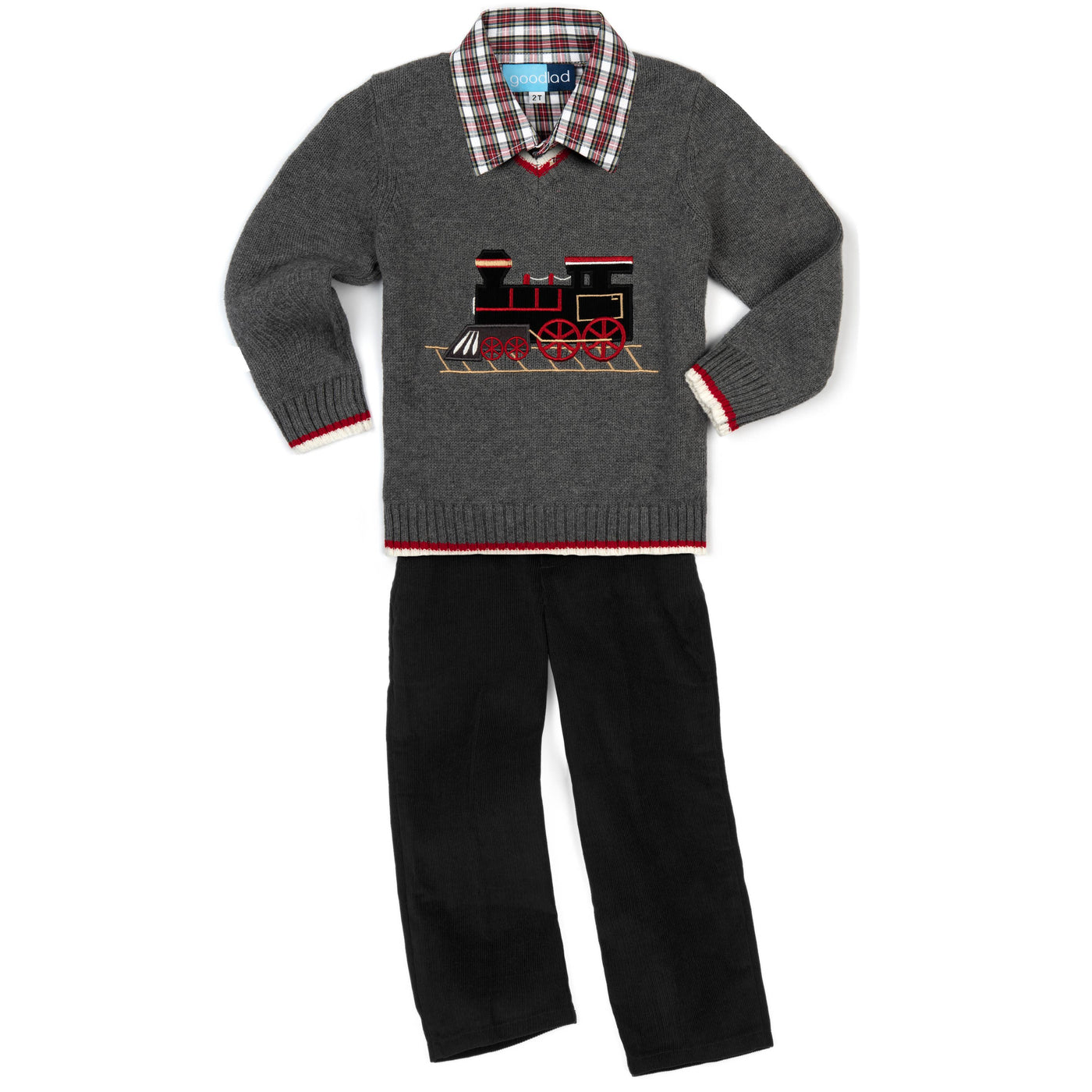 Boys Grey Train Sweater Set