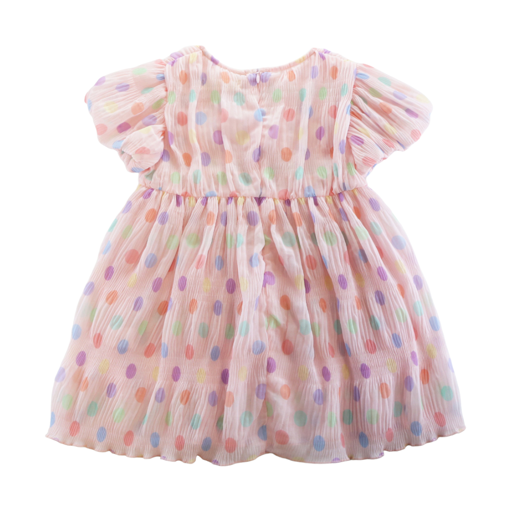 Dot Chiffon Pleat Dress