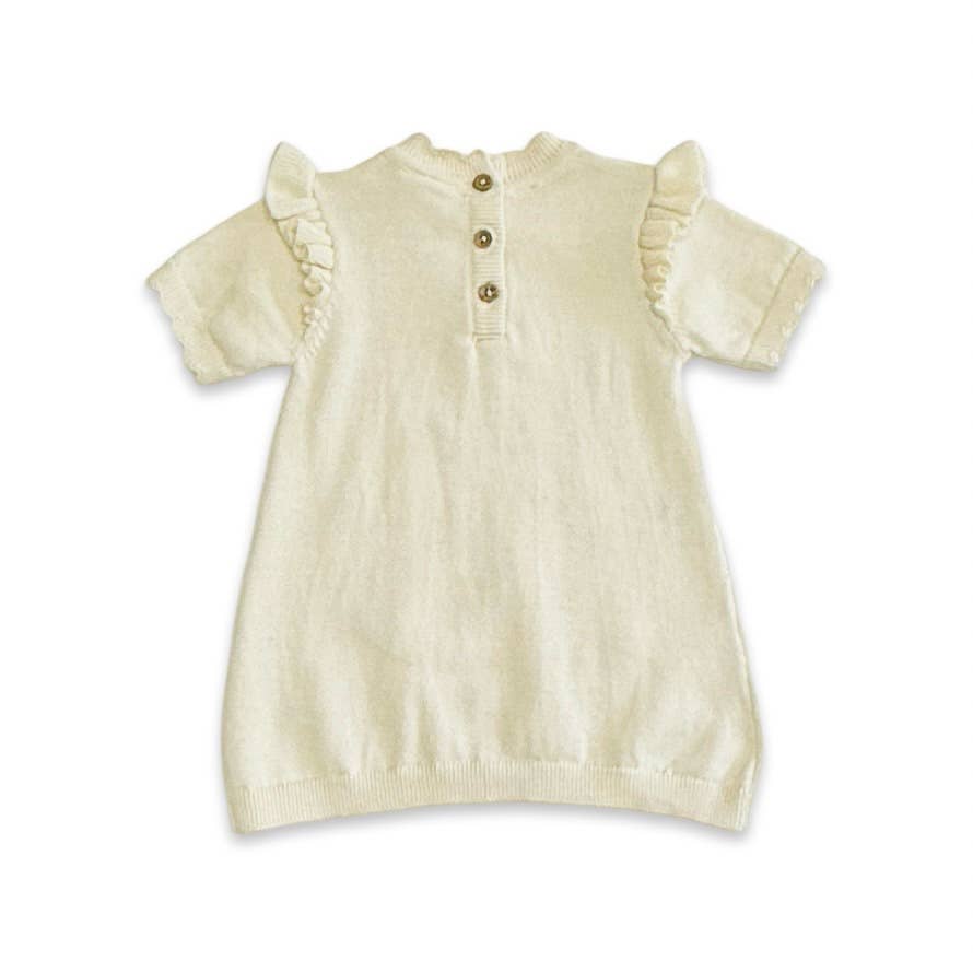 Organic Strawberry Embroidered Sweater Knit Baby Dress