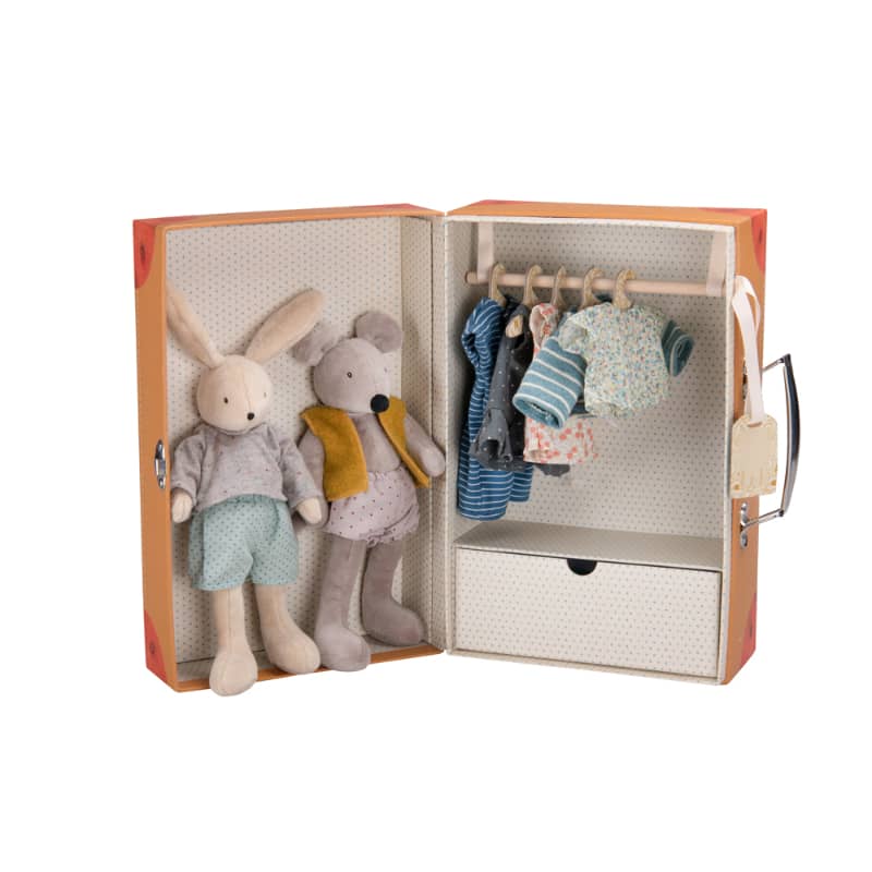 Suitcase Rabbit & Mouse Wardrobe - Stuffed Toy