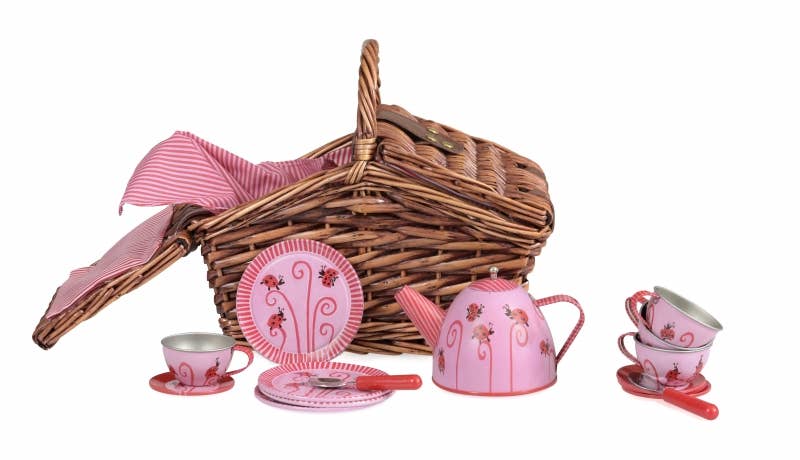 Ladybug Tin Tea Set In a Basket