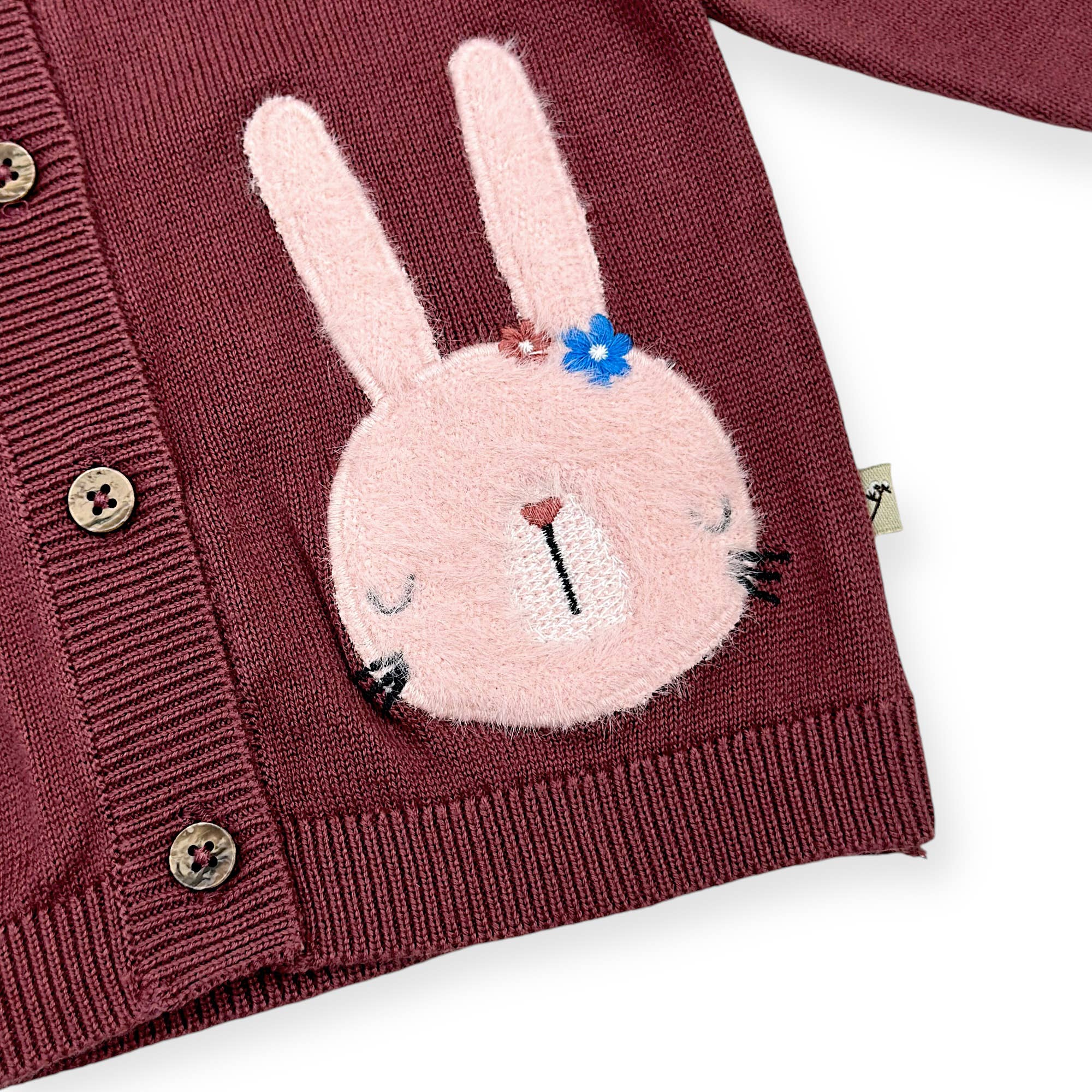 Organic Bunny Applique Baby Cardigan Sweater