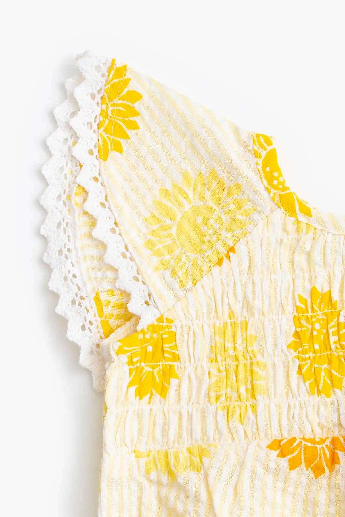 Smocked Bubble Romper Sunflower Burst