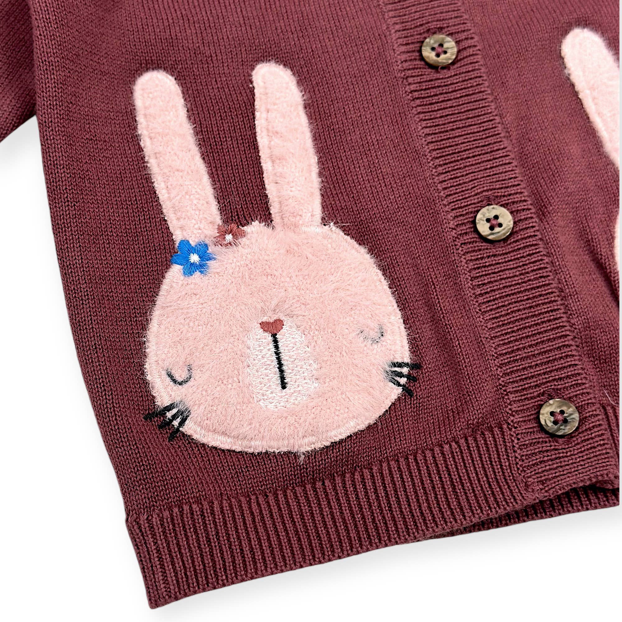 Organic Bunny Applique Baby Cardigan Sweater