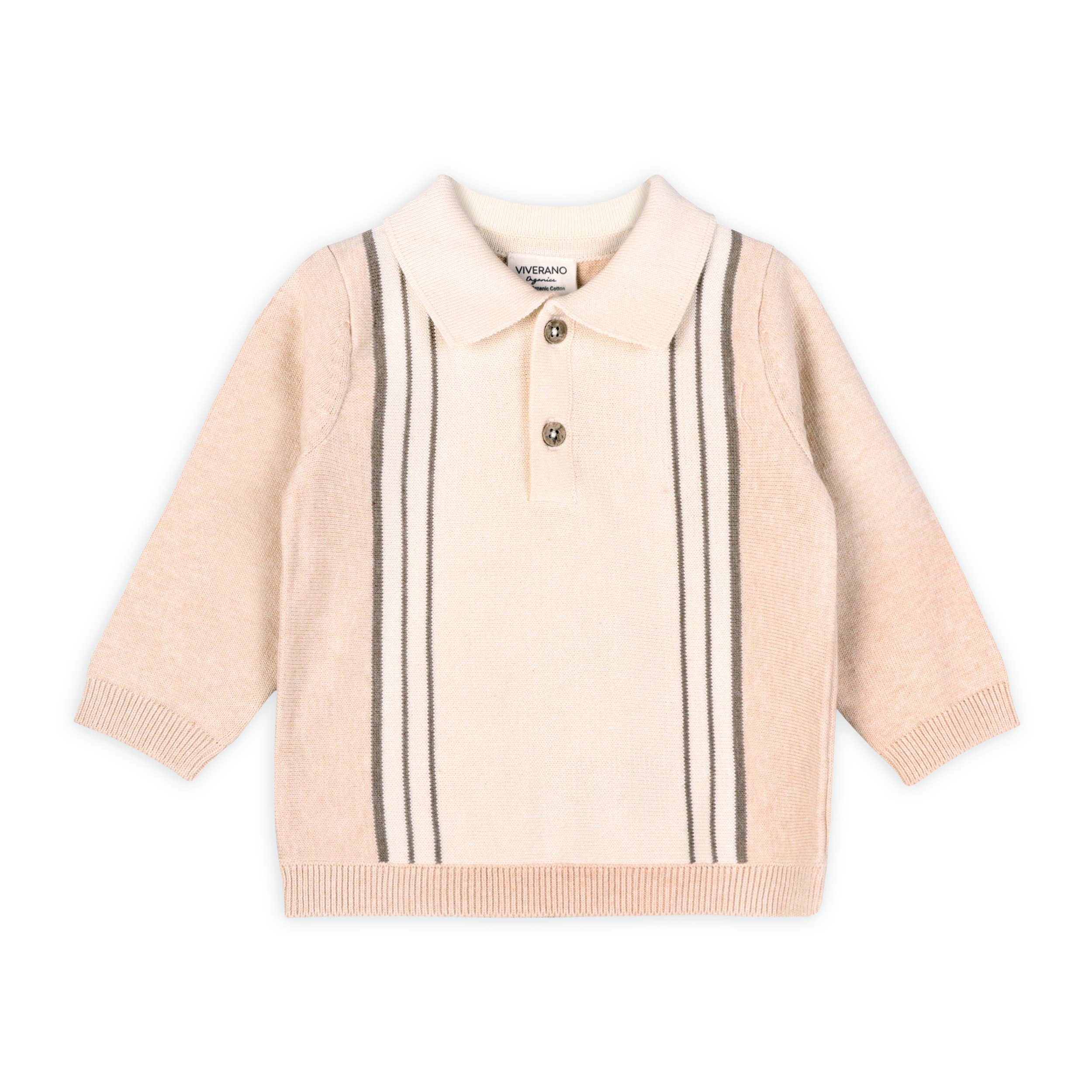Classic Stripe Polo Knit Baby Pullover & Pant Set (Organic)