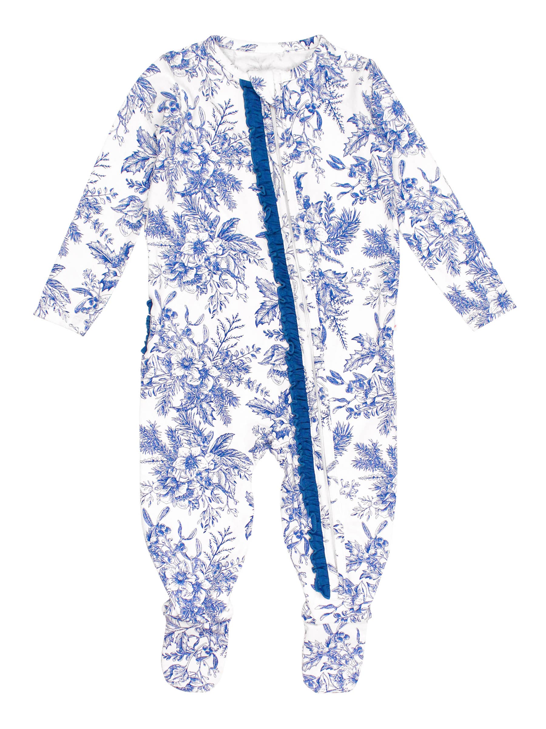 Toile Footed Ruffle One Piece Pajama