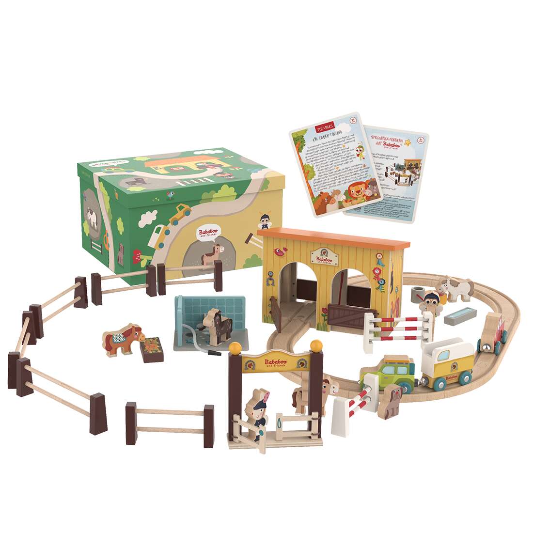 Horse Stable Play World with Wooden Train Tracks [24+ Mo]