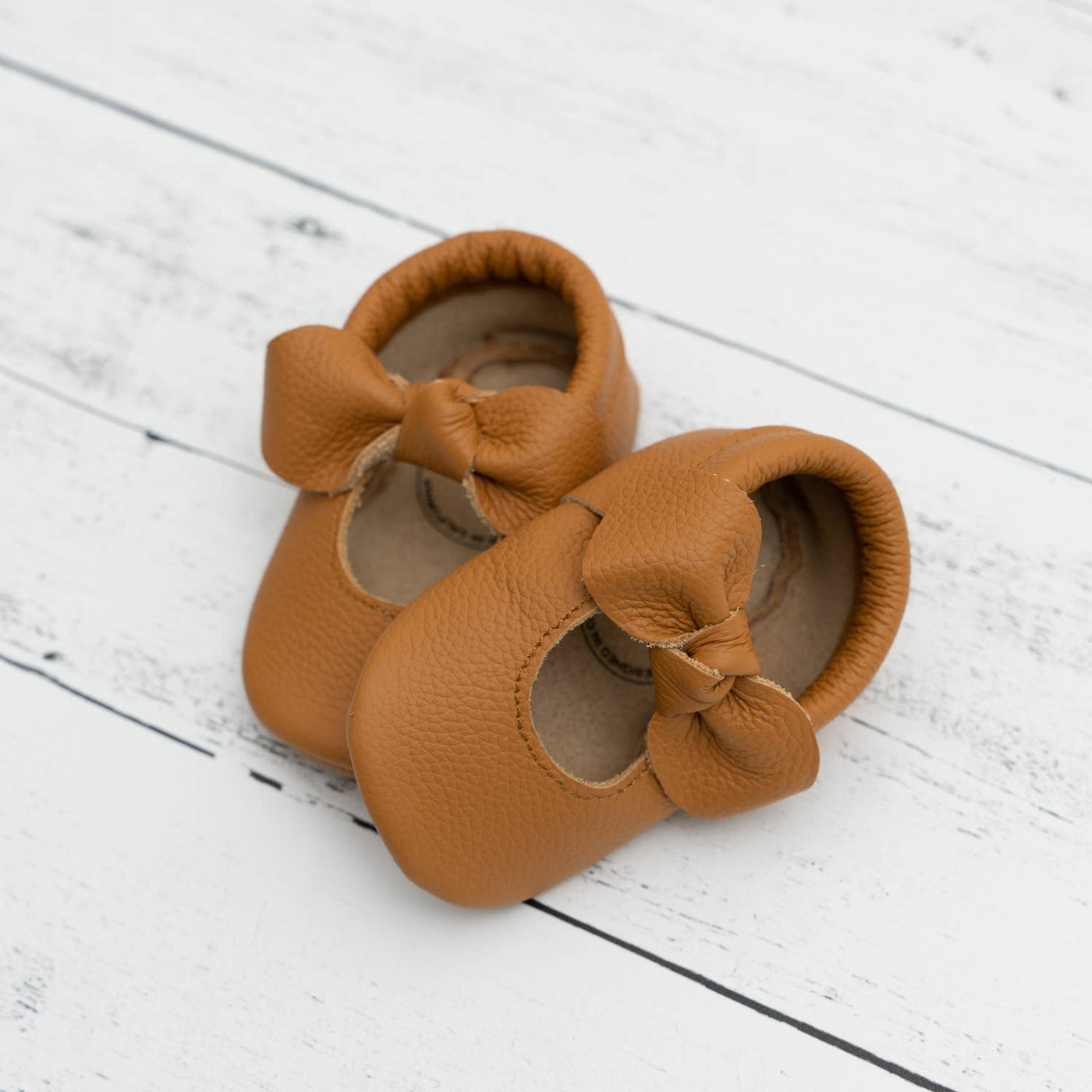 Bow Moccasins - Genuine Leather Baby Shoes (Brown)