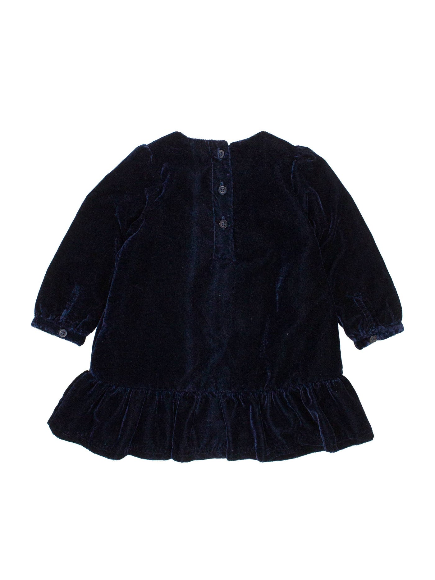 Girls Dark Navy Velvet Dress